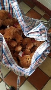 A bag full of teddy bears